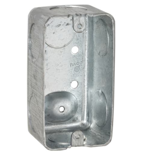 Raco Manufacturing - Raco 663 4" x 2" Handy Box, Drawn, 1-7/8" Deep, Seven 3/4" KO's, Raised Ground