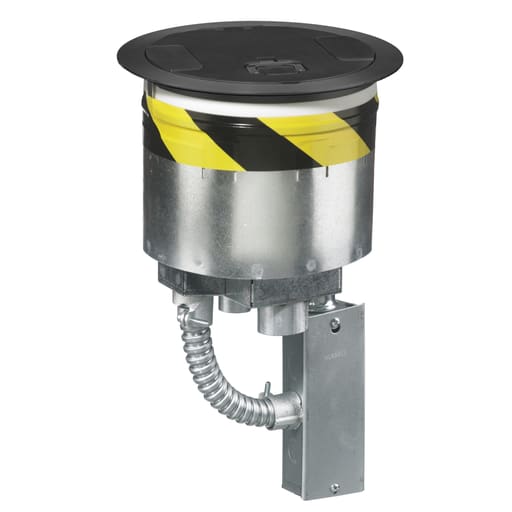 Hubbell Wiring Device - Hubbell S1R8PT1BLK Recessed Fire-Rated Poke-Through, 8"dia Core Hole, 1-1/2" EMT to Center Chamber (No Sub-Plates) - Black
