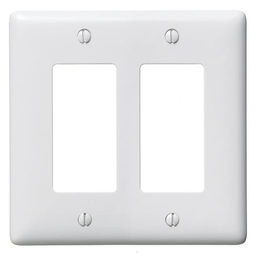 Hubbell Wiring Device - Hubbell NPJ262W 2-Gang White Nylon Medium 2-Decorator Switch Wallplate