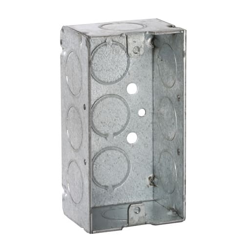 Raco Manufacturing - Raco 650 4" x 2" Steel Handy Box, 1-1/2" Deep, 1/2" End Knockouts, Welded