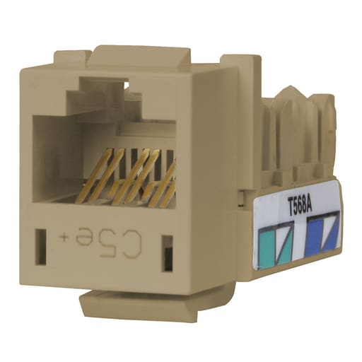 Hubbell Wiring Device - Hubbell Wiring Devices HXJ5EEI 8-Position Ivory T568A/T568B Category 5E Modular Keystone Jack
