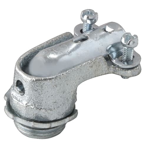 Raco Manufacturing - Raco 2201 3/8" 90deg Flex Squeeze Connector, Non-Insulated, for FMC/AC/MC Cable