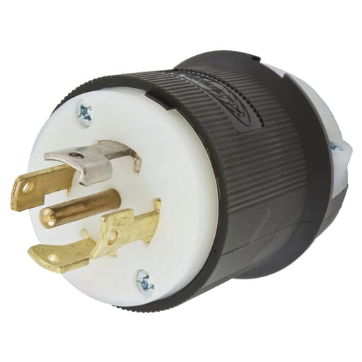 Hubbell Wiring Device - Hubbell HBL2821 30 Amp 277/480 VAC 4-Pole 5-Wire NEMA L22-30P Black and White Locking Plug