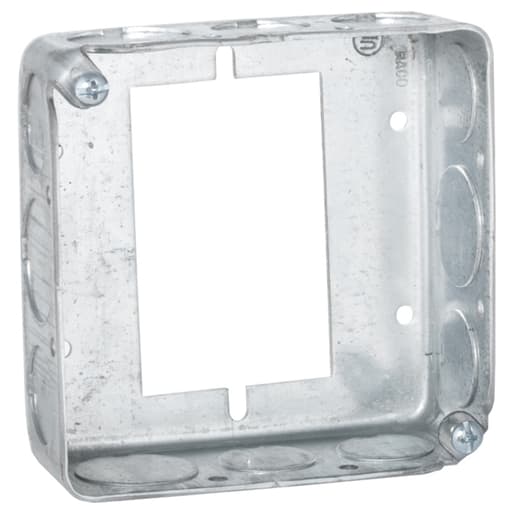 Raco Manufacturing - Raco 187 4" Steel Square Extension, 1-1/2" Deep, 1/2" & 3/4" Side Knockouts, Attach to Switch Box