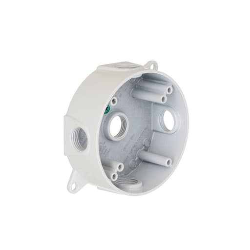Raco Manufacturing - Bell 5361-1 Round Weatherproof Box, Five 1/2 in. Threaded Outlets, White