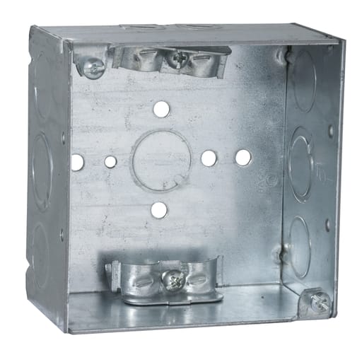 Raco Manufacturing - Raco 242 4" Square Box, Welded, 2-1/8" Deep with NMSC Clamps, Five 1/2" KO's and Two TKO