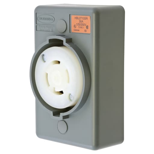 Hubbell Wiring Device - Hubbell HBL2710SR Locking S/SHRD Receptacle, L14-30R, SURF MT, GY