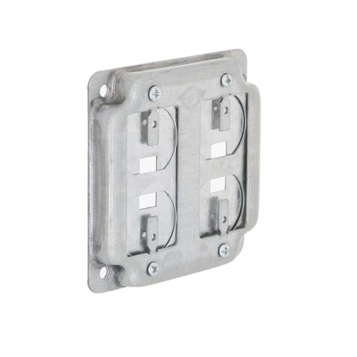 Raco Manufacturing - RACO 809U 4 Inch 1/2 Inch Raised 6.5 In. Pre-Galvanized Steel GFCI/Toggle Crushed Corner Square Box Exposed Work Cover