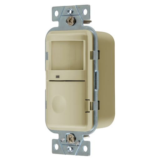 Hubbell Wiring Device - Hubbell WS1000I 120 Volt Ivory Manual Adjust and Auto-On Operation Passive Infrared Wall Switch