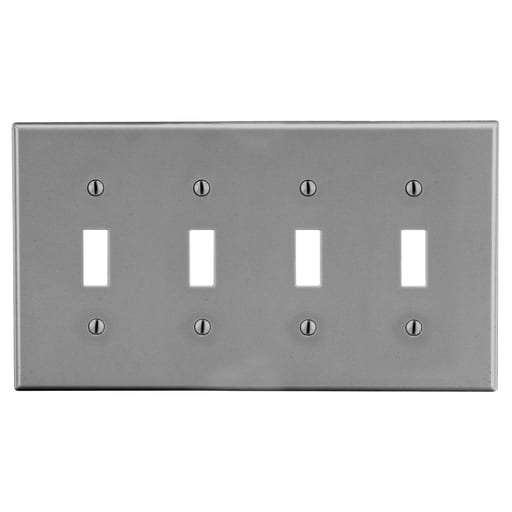 Hubbell Wiring Device - HWDK PJ4GY WALLPLATE, M-SIZE, 4-G,