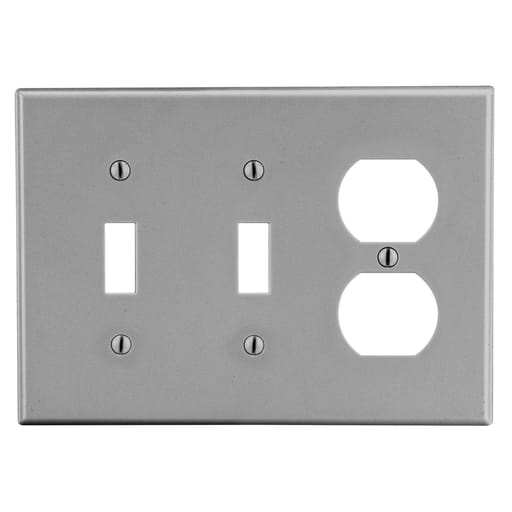 Hubbell Wiring Device - HWDK P28GY WALLPLATE, 3-G, 2) TOG 1