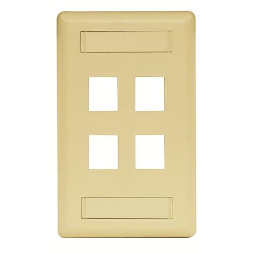 Hubbell Wiring Device - Hubbell IFP14EI 1-Gang Ivory 4-Port Data Communication Face Plate