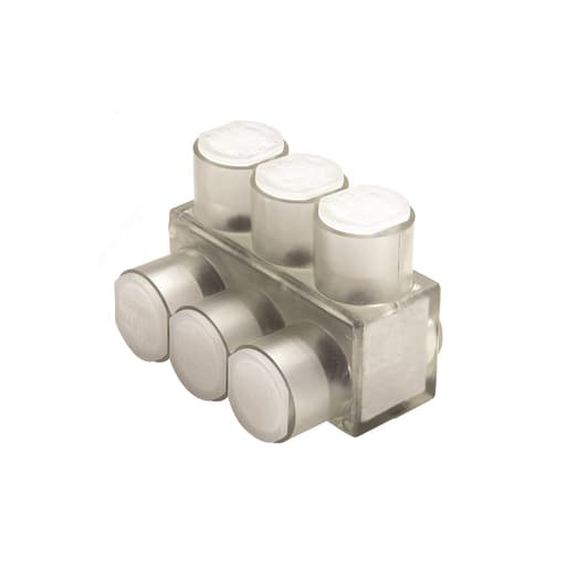 Burndy - Burndy BIBS2/03 Aluminum Multiple Tap Connector, Clear Insulated, 3 Port, 1 Sided Entry, 14-2/0 AWG, Al/Cu Rated