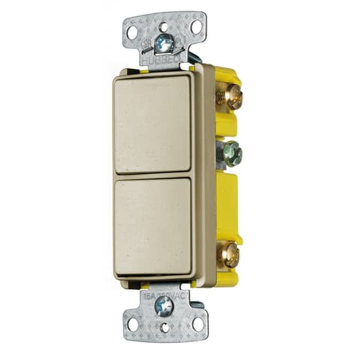 Hubbell Wiring Device - Hubbell RCD101I 15 Amp 120 to 277 VAC 1-Pole Ivory Quiet Rocker Switch