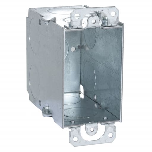 Raco Manufacturing - Raco 591 3" x 2" Switch Box, Gangable, 3-1/2" Deep, Two 1/2" & Eight 3/4" KO's, Plaster Ears