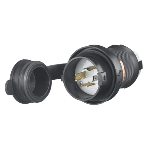 Hubbell Wiring Device - Hubbell HBL2411-SW 20A 125/250V AC Twist-Lock Watertight SAFETY-SHROUD Black VALOX Plug