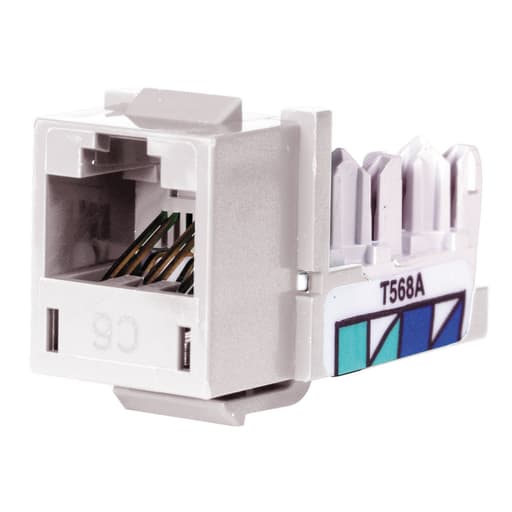 Hubbell Wiring Device - Hubbell Wiring Devices HXJ6W 8-Position White T568A/T568B Category 6 Modular Keystone Jack