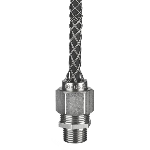 Hubbell Wiring Device - Hubbell CG610SST STR Male SS DCG, .500-.625", 3/4" w/MESH