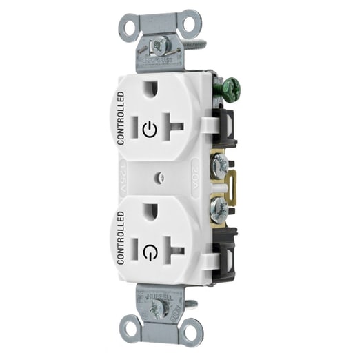 Hubbell Wiring Device - Hubbell BR20C2WHI2/2 CONTROLLED 20A 125V, B/S, DUP, WH