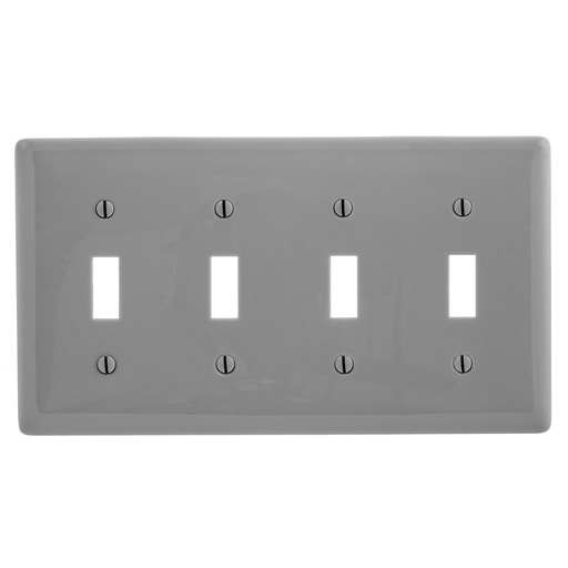 Hubbell Wiring Device - Hubbell NP4GY WALLPLATE, 4-G, 4) TOG, GY