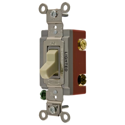 Hubbell Wiring Device - Hubbell HBL1223IL3 WAY TOG, IND GRD, 20A 120/277V, IL, IV
