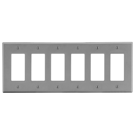 Hubbell Wiring Device - HWDK P266GY WALLPLATE, 6-G, 6) DEC,
