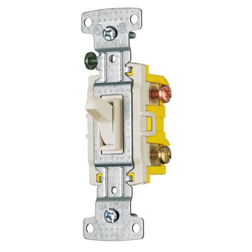 Hubbell Wiring Device - Hubbell Wiring Devices RS315LA 15 Amp 120 VAC 3-Way Light Almond Toggle Switch