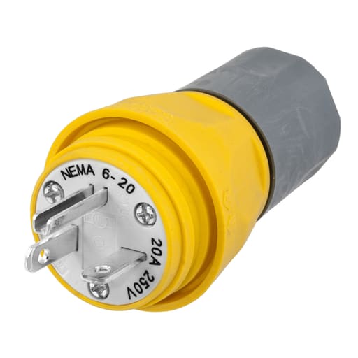 Hubbell Wiring Device - Hubbell Wiring Devices HBL14W48 20 Amp 250 Volt 2-Pole 3-Wire NEMA 6-20 Yellow Straight Blade Plug