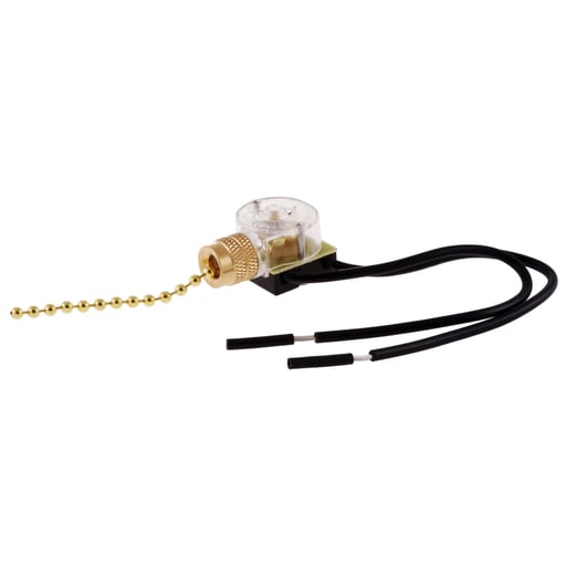 Hubbell Wiring Device - Hubbell RL121 PULL CHAIN SPST SWITCH 6A 125V BRASS