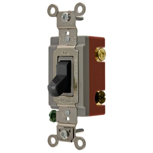 Hubbell Wiring Device - Hubbell HBL1224BK 20 Amp 120/277 VAC 4-Way Black Toggle Switch
