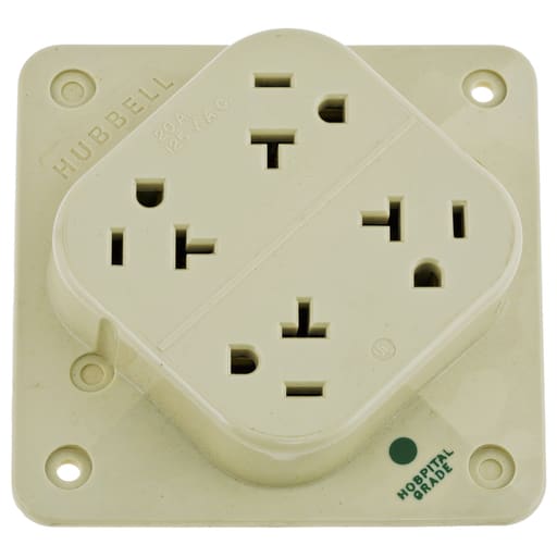 Hubbell Wiring Device - Hubbell HBL420HI 20 Amp 125 Volt 2-Pole 3-Wire NEMA 5-20R Ivory Straight Blade Receptacle