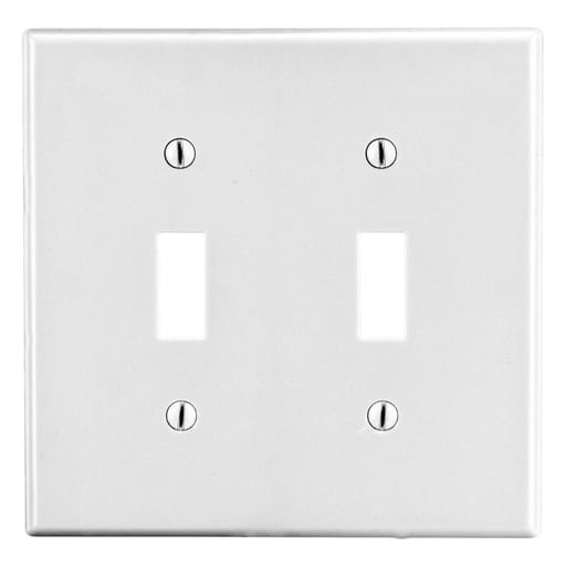 Hubbell Wiring Device - Hubbell PJ2W 2-Gang (2) Toggle Wallplate, Mid-Size, White