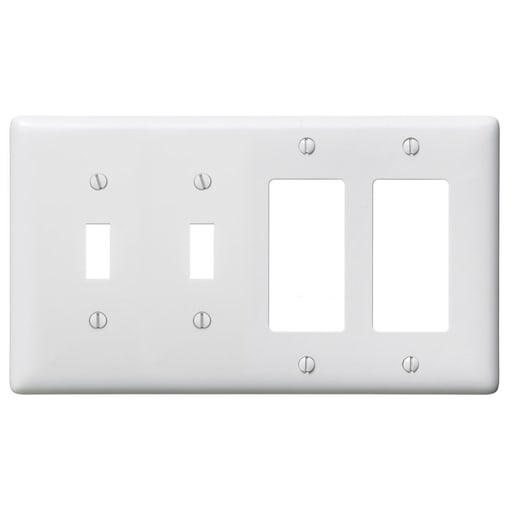 Hubbell Wiring Device - Hubbell NP2262W WALLPLATE, 4-G, 2) TOG 2) DEC, WH