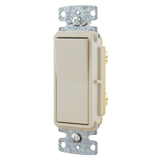 Hubbell Wiring Device - Hubbell RSD115LA 15A Single Pole Decorator Rocker Switch, 120-277V - Light Almond