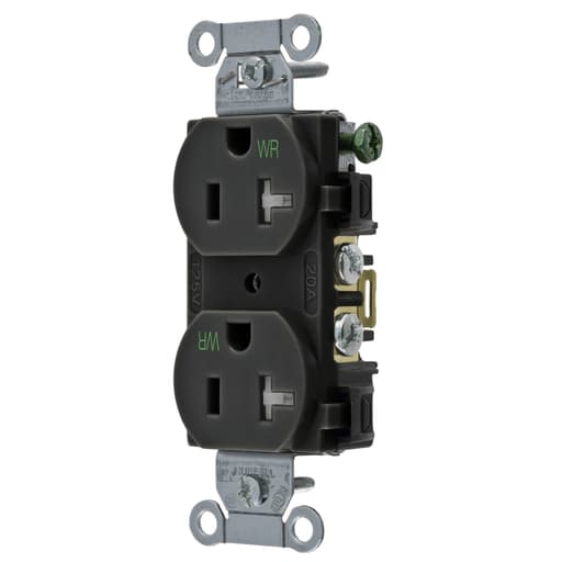 Hubbell Wiring Device - Hubbell BR20BLKWRTR WTR/TAMP, COM GRD, 20A 125V, 5-20R, BK