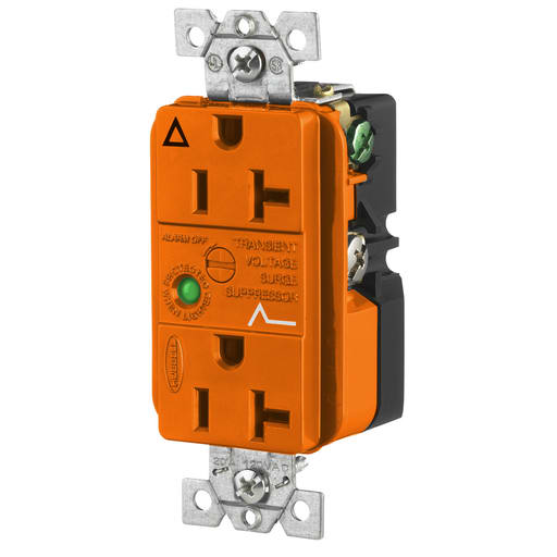 Hubbell Wiring Device - Hubbell IG5362OSA 20 Amp 125 Volt 2-Pole 3-Wire NEMA 5-20R Orange Straight Blade Duplex Receptacle