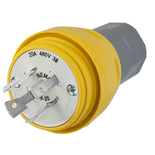 Hubbell Wiring Device - Hubbell HBL26W76 20 Amp 480 Volt 3-Pole 4-Wire NEMA L16-20P Locking Plug