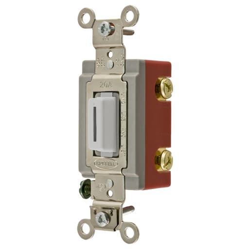 Hubbell Wiring Device - Hubbell HBL1221LW SP TOG, IND GRD, 20A 120/277V, LK, WH