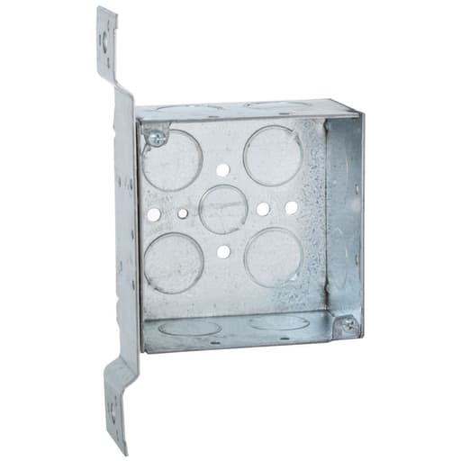 Raco Manufacturing - Raco 236 4" Steel Square Box, 2-1/8" Deep, 3/4" Knockouts, Wood/Metal Stud Bracket, Welded