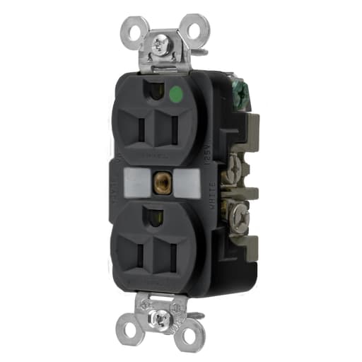 Hubbell Wiring Device - Hubbell HBL8200BKDUP Receptacle, HG, 15A 125V, 5-15R, BK