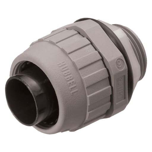 Hubbell Wiring Device - Hubbell P050NGYA 1/2 Inch Gray Straight Male Non-Metallic Liquidtight Connector