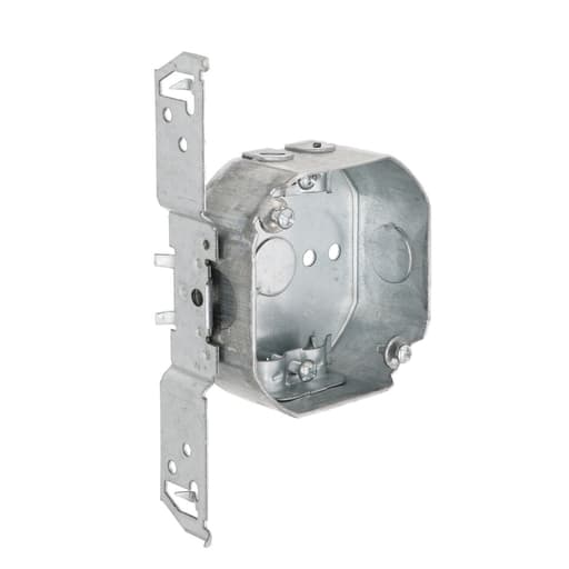 Raco Manufacturing - Raco 164 4" Octagon Box, Drawn, 1-1/2" Deep, Two 1/2" KO's & NMSC Clamps, TS Bracket