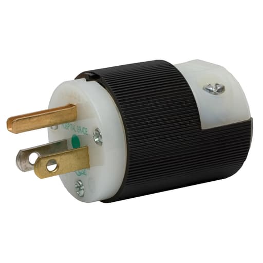 Hubbell Wiring Device - Hubbell HBL8215C 15 Amp 125 Volt 2-Pole 3-Wire NEMA 5-15P Black and White Straight Blade Plug