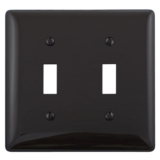 Hubbell Wiring Device - Hubbell NP2BK 2-Gang Black Nylon Standard 2-Toggle Switch Wallplate