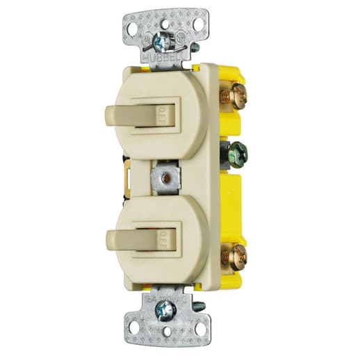 Hubbell Wiring Device - Hubbell RC103I 15 Amp 120 VAC 1-Pole 3-Way Ivory Combination Switch