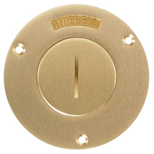 Hubbell Wiring Device - Hubbell S2925 3.88 Inch Round Brass Single Service Receptacle Cover