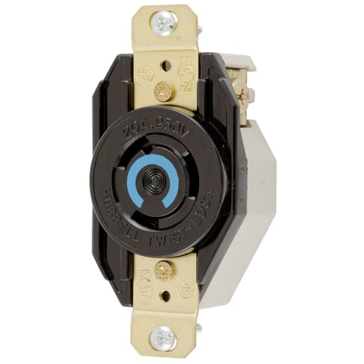 Hubbell Wiring Device - Hubbell HBL2320 20A 250V Twist-Lock Black Nylon Single Flush Receptacle