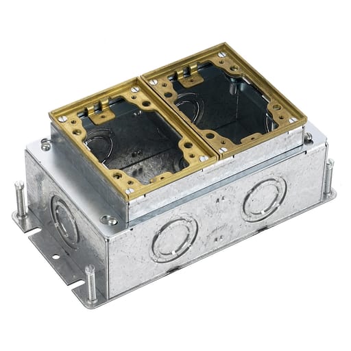 Hubbell Wiring Device - Hubbell B2432 2-Gang 52.8 In? Brass Stamped Steel Rectangular Floor Box