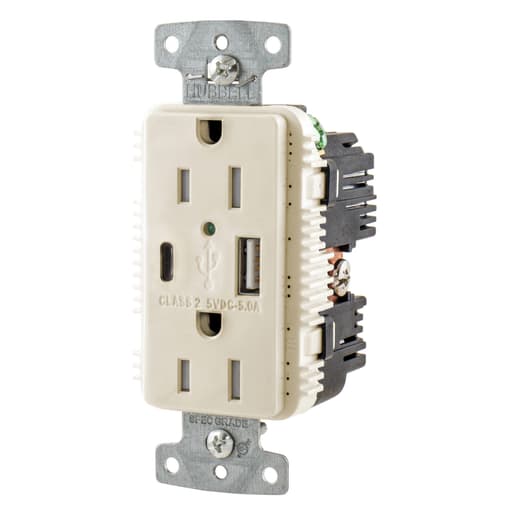 Hubbell Wiring Device - HWDK USB15AC5LA RCPT DUP 15A 125V 5