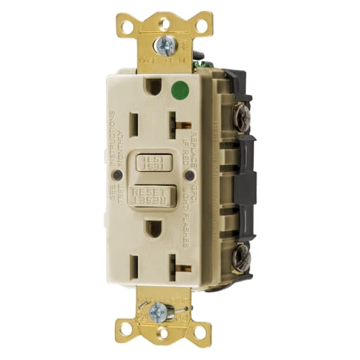 Hubbell Wiring Device - Hubbell GFRST83I 20 Amp 125 Volt NEMA 5-20R Ivory Commercial Standard GFCI Receptacle